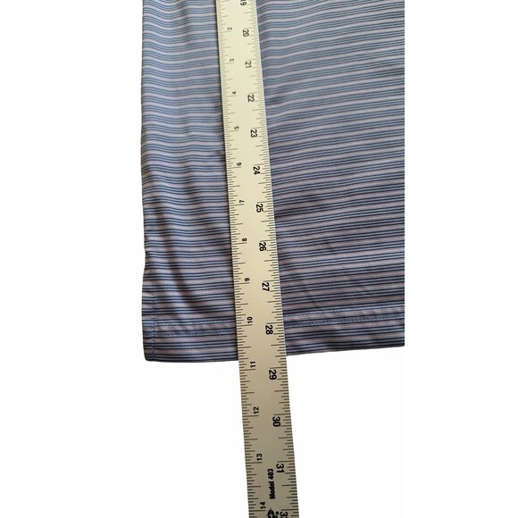 Donald Ross Golf Polo Shirt Men’s Size M Blue Gray Stripe Stretch - Picture 6 of 9